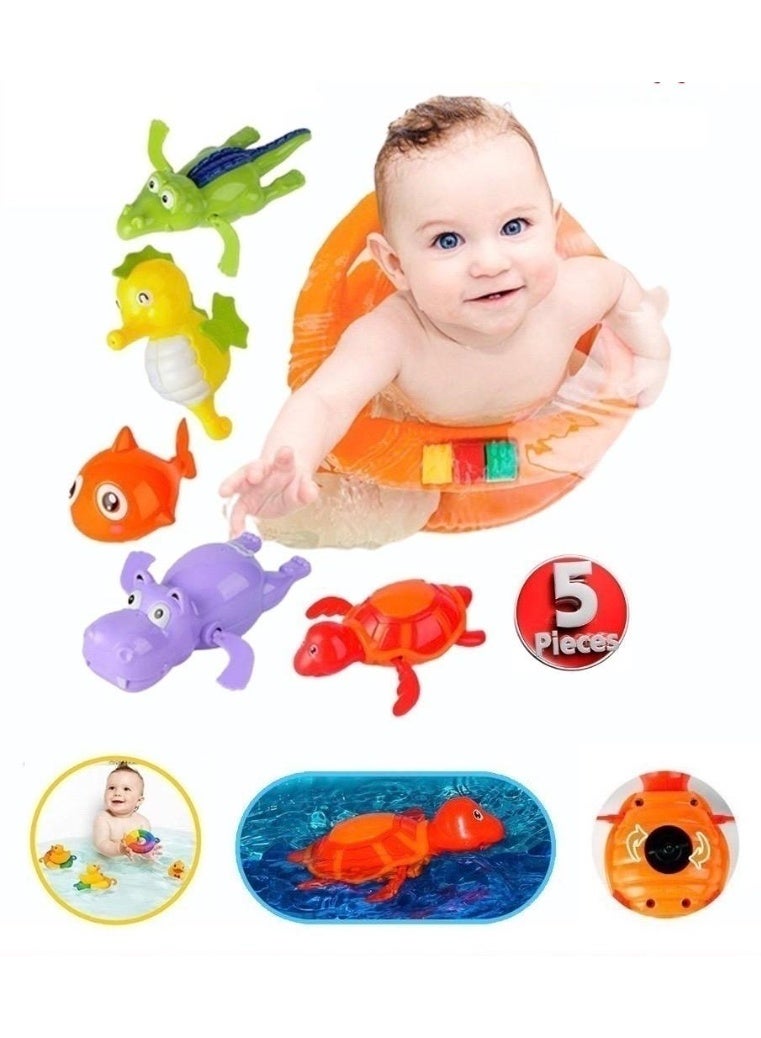 مجموعة من 5 قطع من ألعاب استحمام الأطفال، ألعاب ضغط ملونة للأطفال الرضع والصغار - Image 1